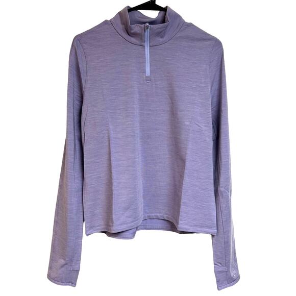 NEW Allbirds Tencel Merino Wool Blend Purple Run Mid Layer Jacket 1/4 zip sz M - Picture 1 of 5